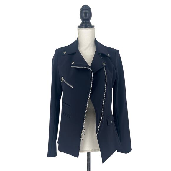 Veronica Beard Hadley Scuba Moto Jacket Navy - Picture 8 of 16